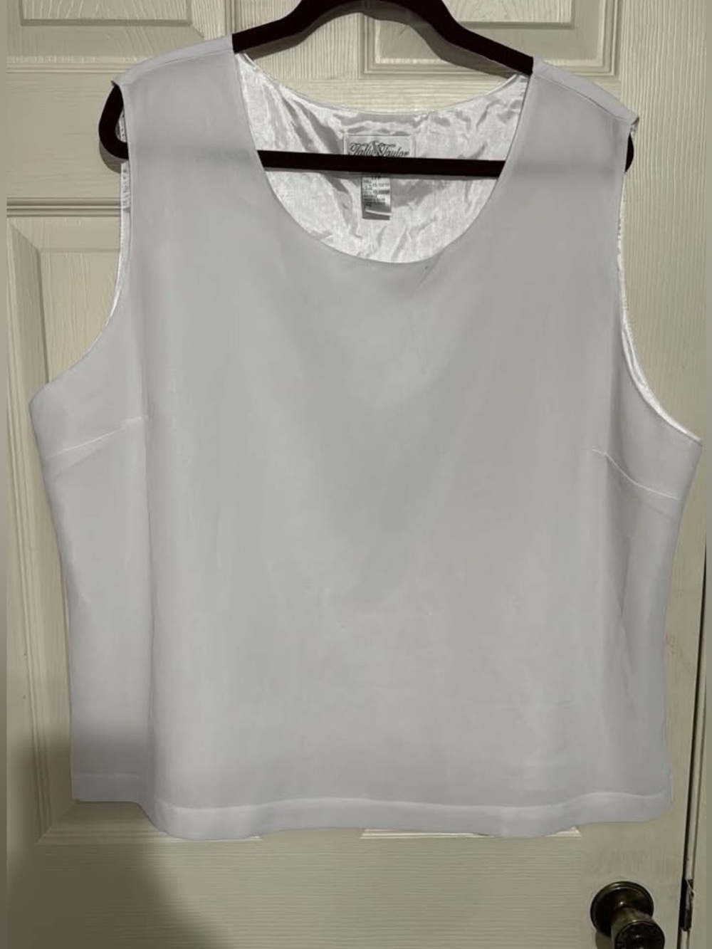 White Satin-Lined Sleeveless Tank Top by Talbots